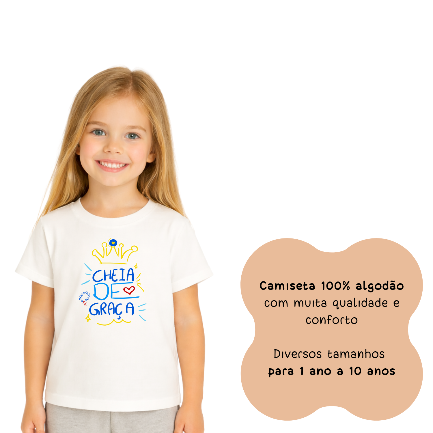 Camiseta Cristã Infantil - Cheia de Graça