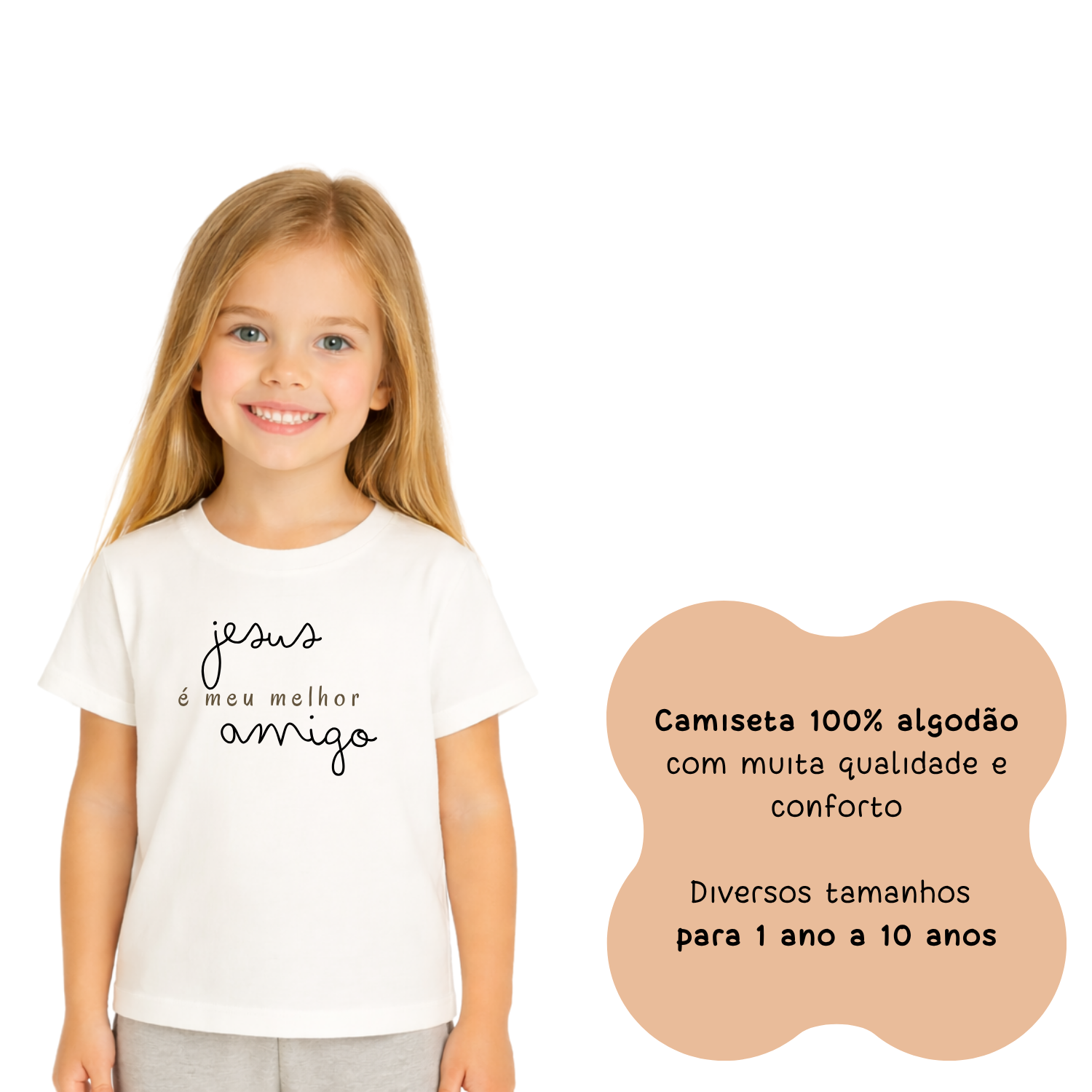 Camiseta Cristã Infantil - Jesus Melhor Amigo