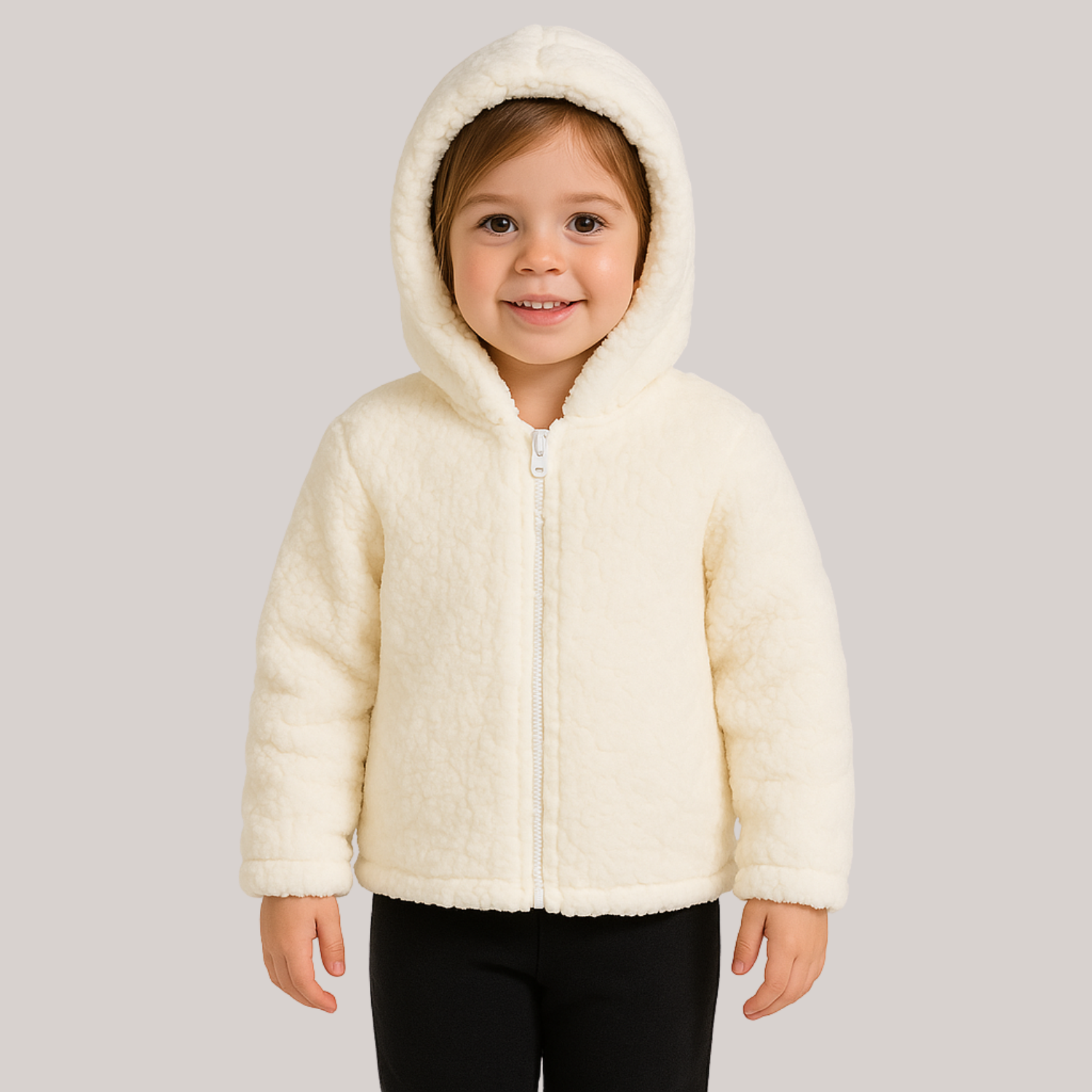 Casaco Teddy Infantil com Capuz e Zíper
