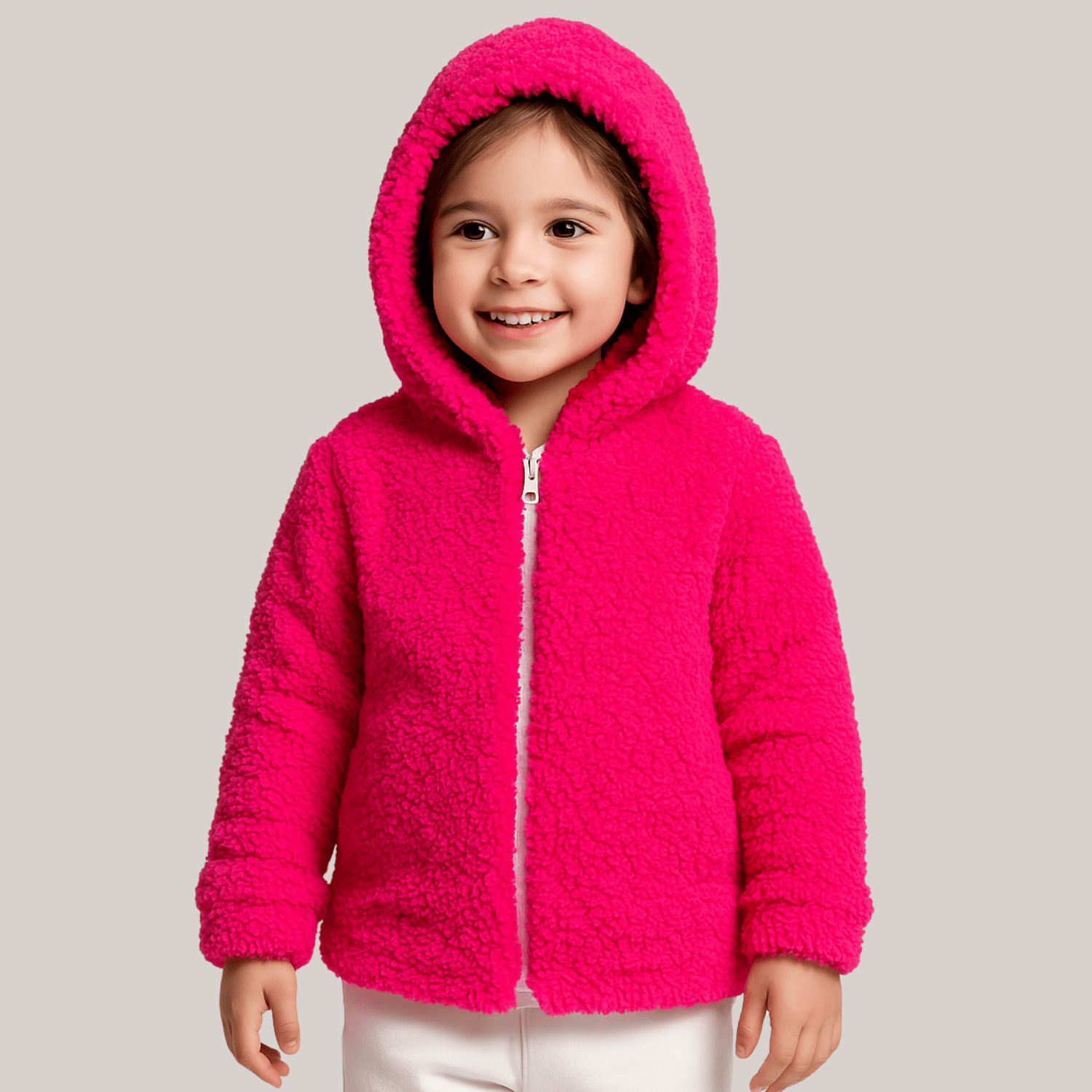 Casaco Teddy Infantil com Capuz e Zíper