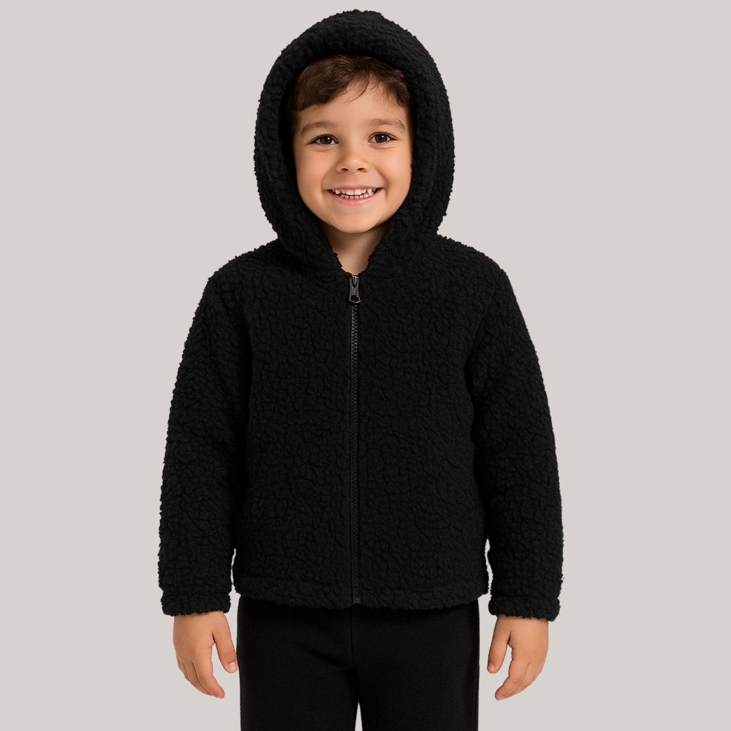 Casaco Teddy Infantil com Capuz e Zíper