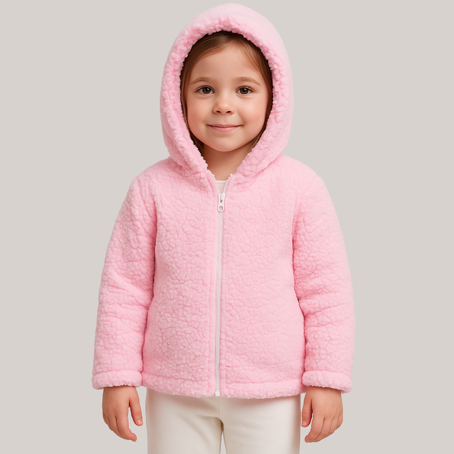 Casaco Teddy Infantil com Capuz e Zíper
